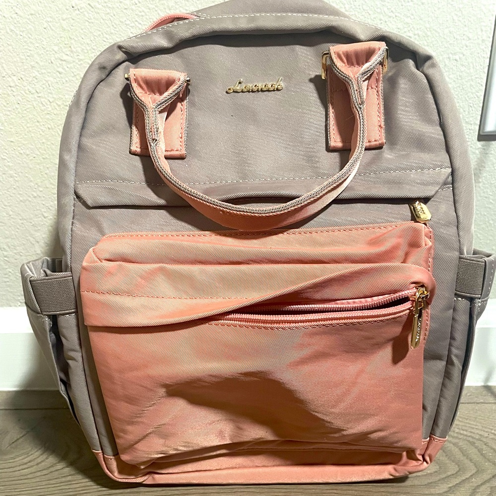 Pink and Gray Women's Backpack